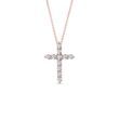 PENDENTIF CROIX EN OR ROSE AVEC DIAMANTS - COLLIERS AVEC DIAMANTS - COLLIERS