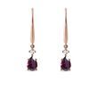 BOUCLES D'OREILLES PENDANTES EN OR ROSE ET RHODOLITES - BOUCLES D'OREILLES AVEC GEMMES - BOUCLES D'OREILLES