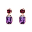 STATEMENT GOLDOHRRINGE MIT AMETHYST UND RHODOLITEN - OHRRINGE AMETHYST - OHRRINGE