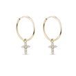 DIAMOND CROSS GOLD HOOP EARRINGS - DIAMOND EARRINGS - EARRINGS