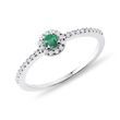 White Gold Ring with Brilliant and Emerald in White Gold