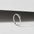 WHITE GOLD RING WITH EMERALD AND DIAMOND - EMERALD RINGS - 