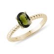 BAGUE EN OR AVEC MOLDAVITE OVALE - BAGUES EN MOLDAVITE - BAGUES