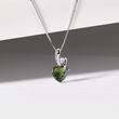 COLLIER COEUR EN OR BLANC AVEC MOLDAVITE ET DIAMANT - COLLIERS AVEC MOLDAVITE - COLLIERS