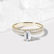 Emerald Diamant Verlobungs- und Ehering in Gelbgold