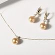 SOUTH SEA PEARL AND DIAMOND GOLD NECKLACE - PEARL PENDANTS - PEARL JEWELRY
