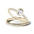 BEZEL ENGAGEMENT SET IN YELLOW GOLD - ENGAGEMENT AND WEDDING MATCHING SETS - ENGAGEMENT RINGS