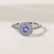 TANZANITE AND DIAMOND HALO RING IN WHITE GOLD - TANZANITE RINGS - RINGS