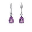 WHITE GOLD EARRINGS WITH AMETHYSTS AND DIAMONDS - AMETHYST EARRINGS - EARRINGS