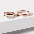 HIS AND HERS SHINY AND SATIN WHITE ROSE WEDDING RING SET - ROSE GOLD WEDDING SETS - WEDDING RINGS