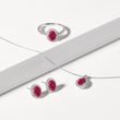 RUBY AND DIAMOND OVAL PENDANT IN WHITE GOLD - RUBY NECKLACES - NECKLACES