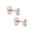 CLOUS D'OREILLES EN OR ROSE ET DIAMANTS OVALES - PUCES D'OREILLES EN DIAMANT - BOUCLES D'OREILLES