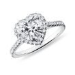PRSTEŇ S DIAMANTOVÝM SRDCOM V 14K BIELOM ZLATE - PRSTENE S LAB-GROWN DIAMANTMI - ZÁSNUBNÉ PRSTENE