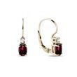 GARNET AND DIAMOND GOLD DROP EARRINGS - GARNET EARRINGS - EARRINGS