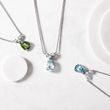 NECKLACE WITH BRILLIANTS AND MOLDAVITE IN WHITE GOLD - MOLDAVITE NECKLACES - NECKLACES