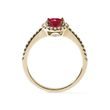 LUXE RUBY AND DIAMOND HALO RING ​​IN YELLOW GOLD - RUBY ENGAGEMENT RINGS - ENGAGEMENT RINGS