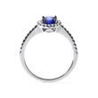 LUXURY WHITE GOLD RING WITH SAPPHIRE AND BRILLIANTS - SAPPHIRE ENGAGEMENT RINGS - ENGAGEMENT RINGS