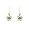 GOLD CHILDREN'S FLOWER EARRINGS WITH EMERALDS - CHILDREN'S EARRINGS - EARRINGS