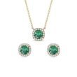 BOUCLES D'OREILLES ET COLLIER EN OR, ÉMERAUDES, DIAMANTS - ENSEMBLES DE BIJOUX EN GEMMES - BIJOUX