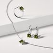 MOLDAVITE AND DIAMOND PENDANT IN WHITE GOLD - NECKLACES