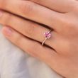 RING MIT ROSA SAPHIR UND DIAMANTEN AUS WEISSGOLD - SAPHIRVERLOBUNGSRINGE - VERLOBUNGSRINGE