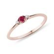 Delicate ruby ​​and diamond ring in rose gold