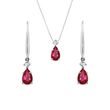 RUBY EARRING AND PENDANT SET IN WHITE GOLD - JEWELRY SETS - FINE JEWELRY