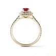 GELBGOLDENER HALO-RING MIT RUBIN UND DIAMANT - RUBIN-VERLOBUNGSRINGE - VERLOBUNGSRINGE