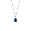 COLLIER EN OR BLANC ORNÉ D'UN SAPHIR OVALE ET D'UN DIAMANT - COLLIERS AVEC SAPHIR - COLLIERS