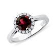 HALO RING WITH GARNET AND DIAMONDS - GARNET RINGS{% if category.pathNames[0] != product.category.name %} - {% endif %}