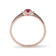 Delicate ruby ​​and diamond ring in rose gold