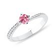 BAGUE EN OR BLANC AVEC BRILLANTS ET SAPHIR ROSE - BAGUES EN SAPHIR - BAGUES