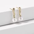 BOUCLES D'OREILLES D'OR JAUNE AVEC DIAMANTS ET PERLES - BOUCLES D'OREILLES EN PERLES - PERLES