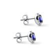 OVAL SAPPHIRE AND DIAMOND WHITE GOLD HALO STUD EARRINGS - SAPPHIRE EARRINGS - EARRINGS