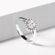 WEISSGOLDRING MIT MORGANIT UND DIAMANTEN - RINGE MORGANIT - RINGE