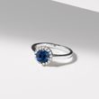 SAPPHIRE AND DIAMOND HALO RING IN WHITE GOLD - SAPPHIRE ENGAGEMENT RINGS - ENGAGEMENT RINGS