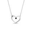 Heart-shaped black diamond necklace in white gold