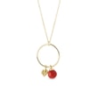 CORAL AND LEAF HOOP NECKLACE IN YELLOW GOLD - SEASONS COLLECTION - KLENOTA COLLECTIONS