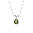 NECKLACE WITH BRILLIANTS AND MOLDAVITE IN WHITE GOLD - MOLDAVITE NECKLACES - NECKLACES
