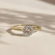 CHAMPAGNE AND CLEAR DIAMOND GOLD HALO RING - FANCY DIAMOND ENGAGEMENT RINGS - ENGAGEMENT RINGS