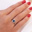 SAPPHIRE AND DIAMOND HALO RING IN WHITE GOLD - SAPPHIRE RINGS - RINGS