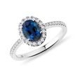 LUXURY WHITE GOLD RING WITH SAPPHIRE AND BRILLIANTS - SAPPHIRE RINGS - RINGS