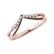 Rose Gold Double Chevron Ring with Diamonds