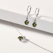 MOLDAVITE AND DIAMOND DROP EARRINGS IN WHITE GOLD - MOLDAVITE EARRINGS - EARRINGS