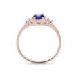 BAGUE MÉTAL OR ROSE AVEC SAPHIR ET DIAMANTS - BAGUES DE FIANÇAILLES EN SAPHIR - BAGUES DE FIANÇAILLES