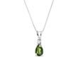 DIAMOND AND MOLDAVITE PENDANT IN WHITE GOLD - MOLDAVITE NECKLACES - NECKLACES