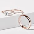 WEDDING RING SET WITH DIAMOND HALF ETERNITY RING IN ROSE GOLD - ROSE GOLD WEDDING SETS - WEDDING RINGS