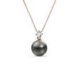 COLLIER EN OR ROSE, PERLE DE TAHITI ET DIAMANT - PENDENTIFS EN PERLES - PERLES