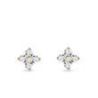 BOUCLES D'OREILLES TRÈFLE À QUATRE FEUILLES EN OR JAUNE ET DIAMANTS - PUCES D'OREILLES EN DIAMANT - BOUCLES D'OREILLES