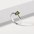 WEISSGOLDENER RING MIT MOLDAVIT IM SMARAGDSCHLIFF - RINGE MOLDAVIT - RINGE